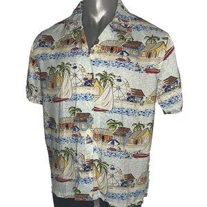 Vtg So Cal Beach scene Sailing Mens XL Hawaiian Shirt Weekend Traffic By Beck